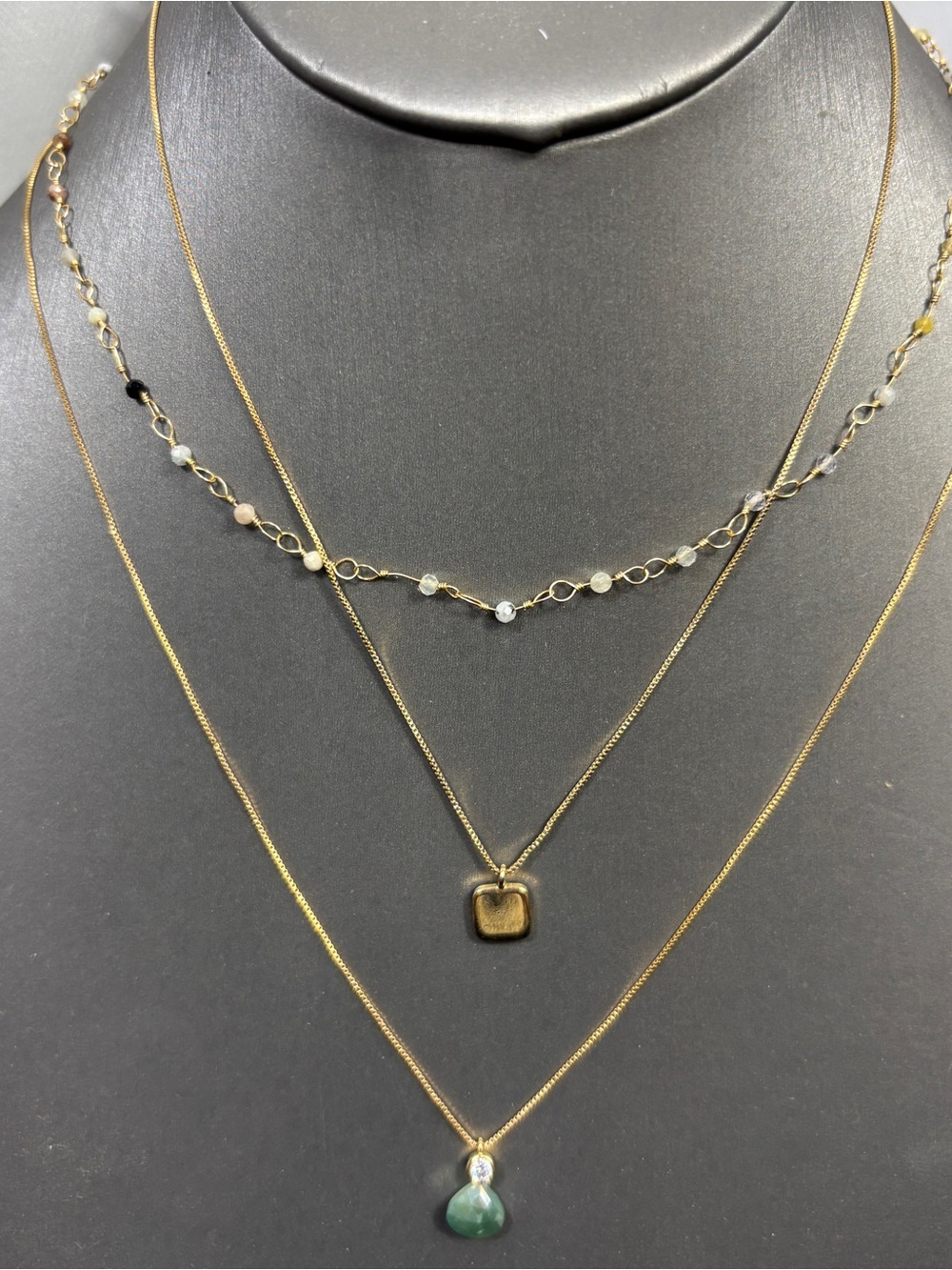 Lot of 3 Serefina Necklace Stack Mix and Match Goldtone Stones